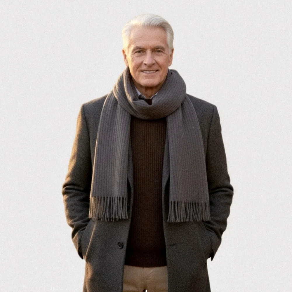 Nautica Lambswool  Mens winter Scarf Brown and Grey